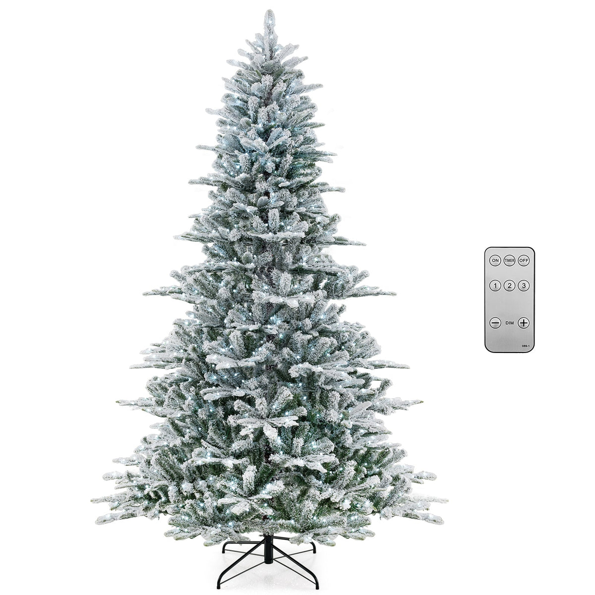 Snow-Flocked Christmas Tree, 8 FT – Cool White LED Lights