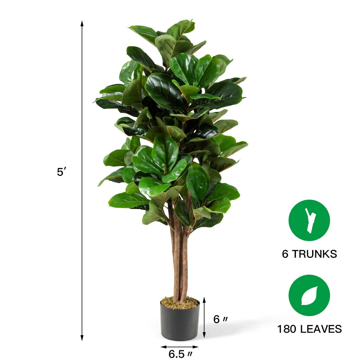 Faux Fiddle Leaf Fig Tree, 5 FT – Decorative Planter
