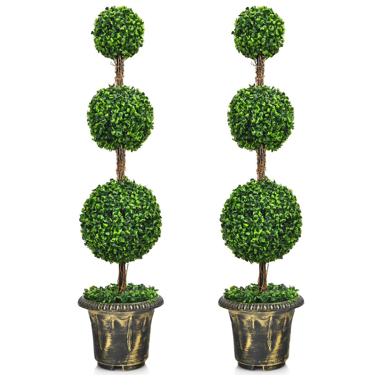 Faux Triple-Ball Topiary Tree, 4 FT – Potted