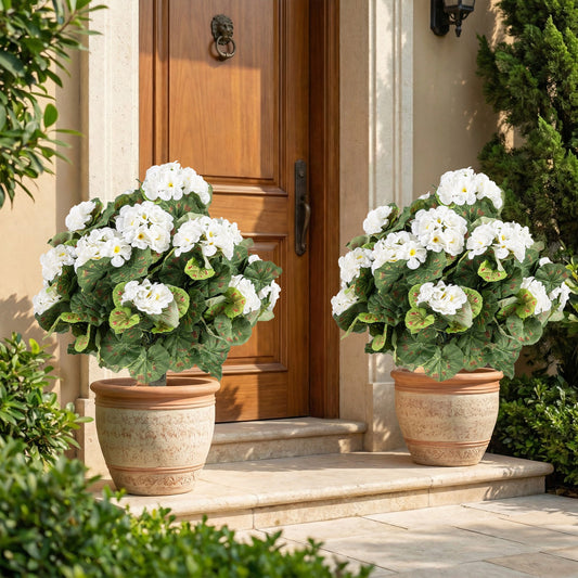 Faux Begonia Ball Trees, 13" – Set of 2