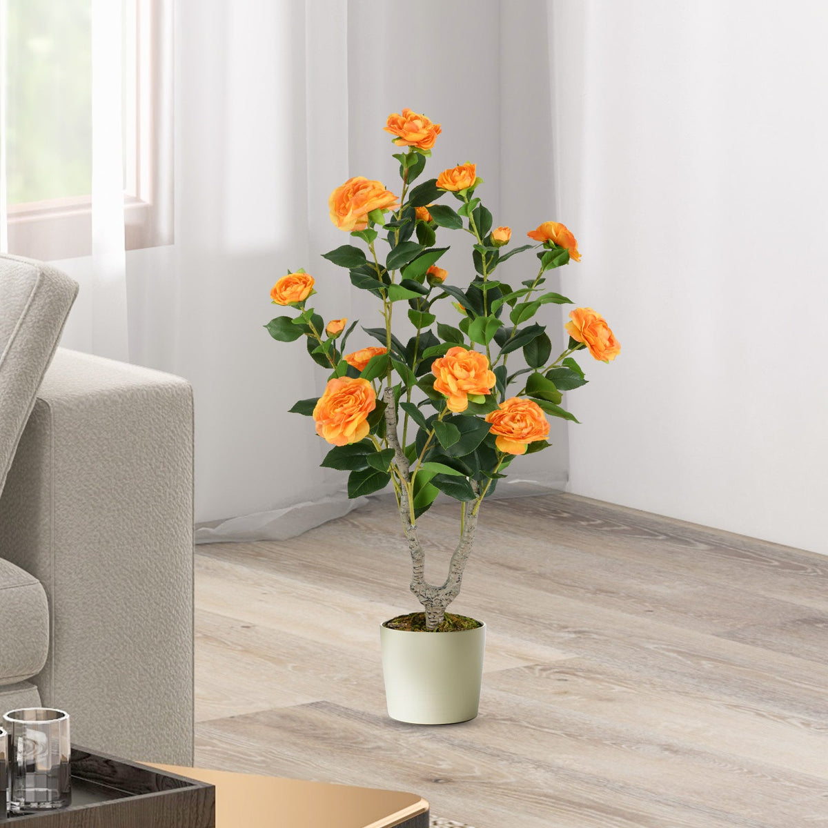36" Artificial Camellia Tree with Blooms – Set of 2