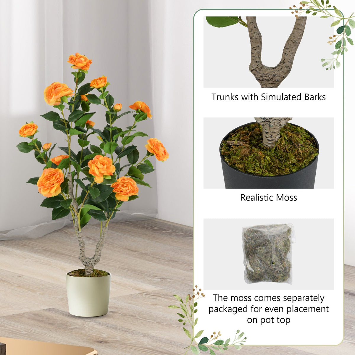 36" Artificial Camellia Tree with Blooms – Set of 2