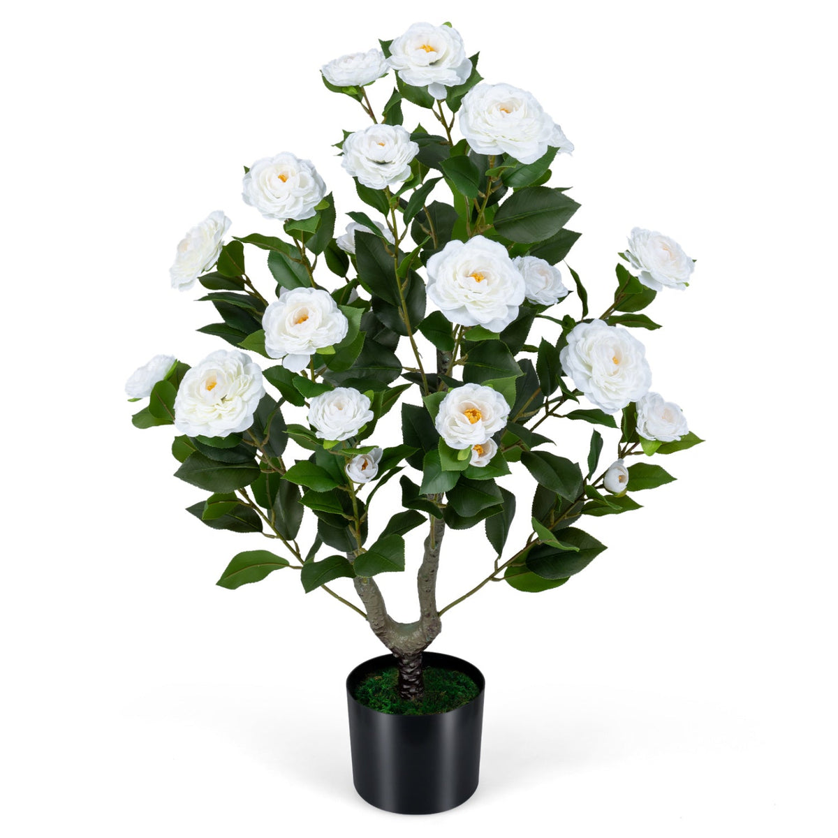 Faux Camellia Tree, 35.5" – Cement Pot