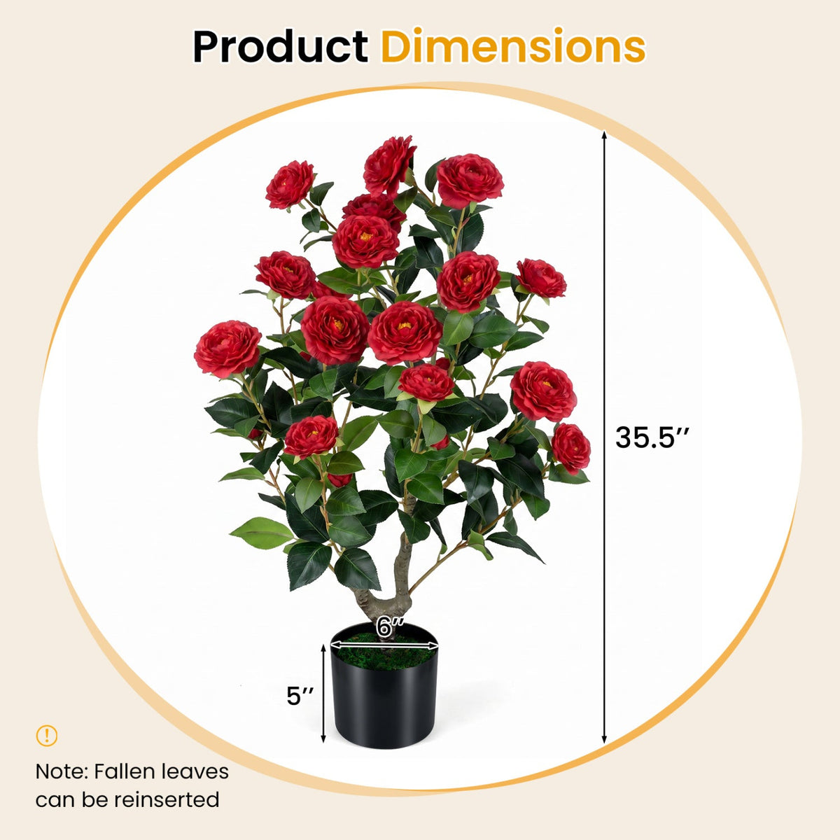 Faux Camellia Tree, 35.5" – Cement Pot