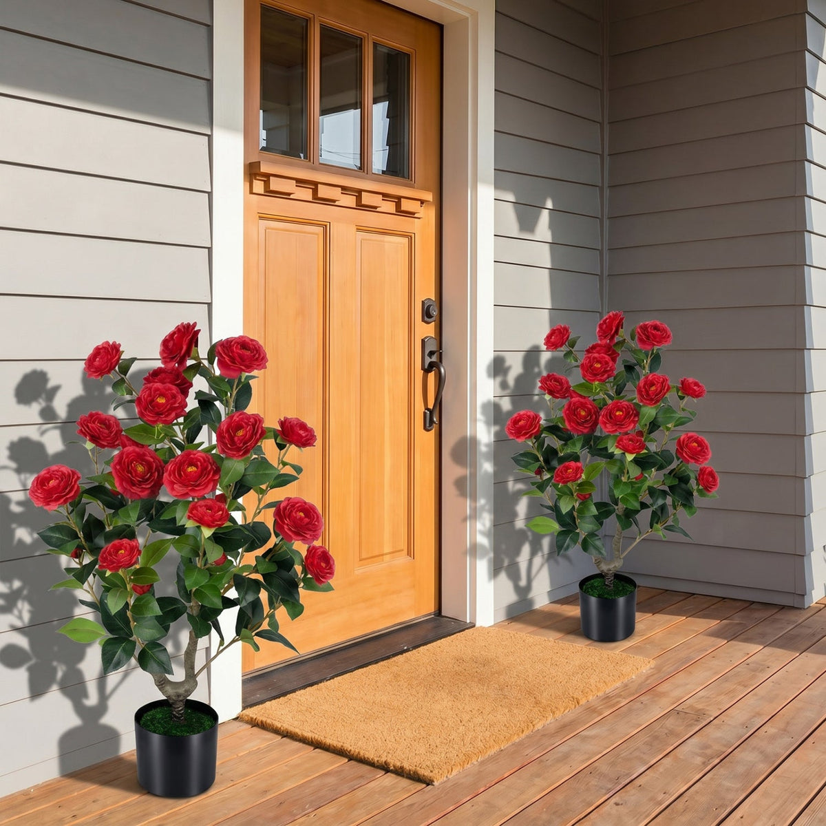 Faux Camellia Tree, 35.5" – Cement Pot