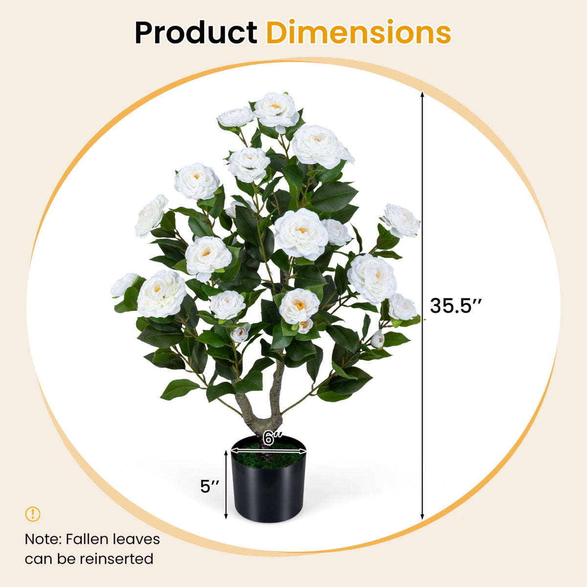 Faux Camellia Tree, 35.5" – Cement Pot