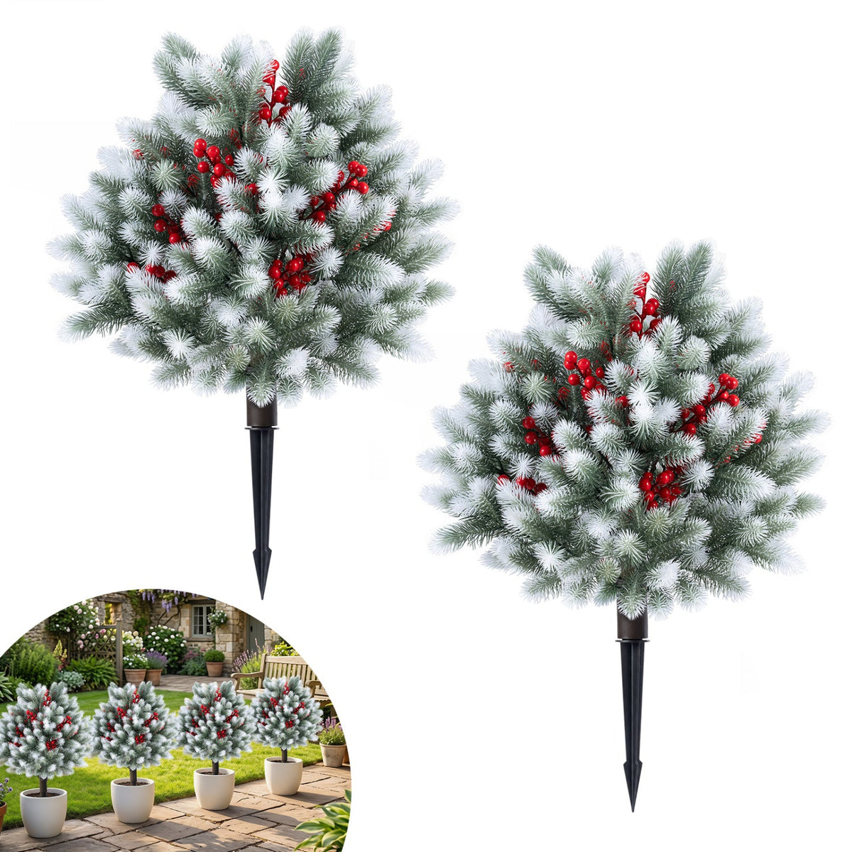 Faux Cedar Topiary Trees – Set of 2
