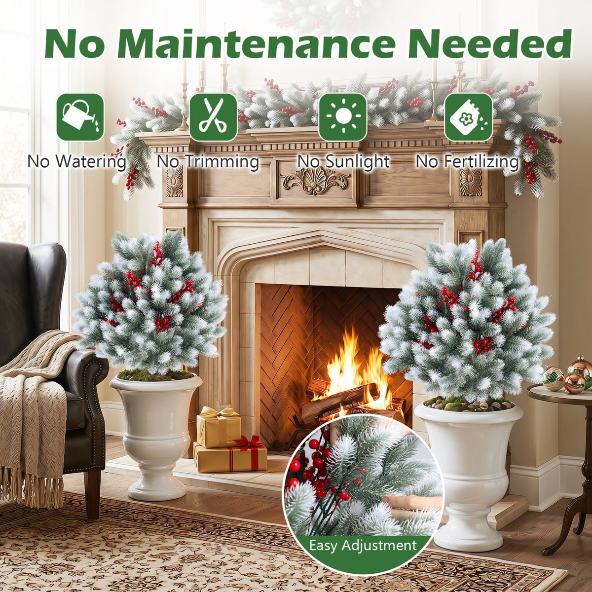 Faux Cedar Topiary Trees – Set of 2