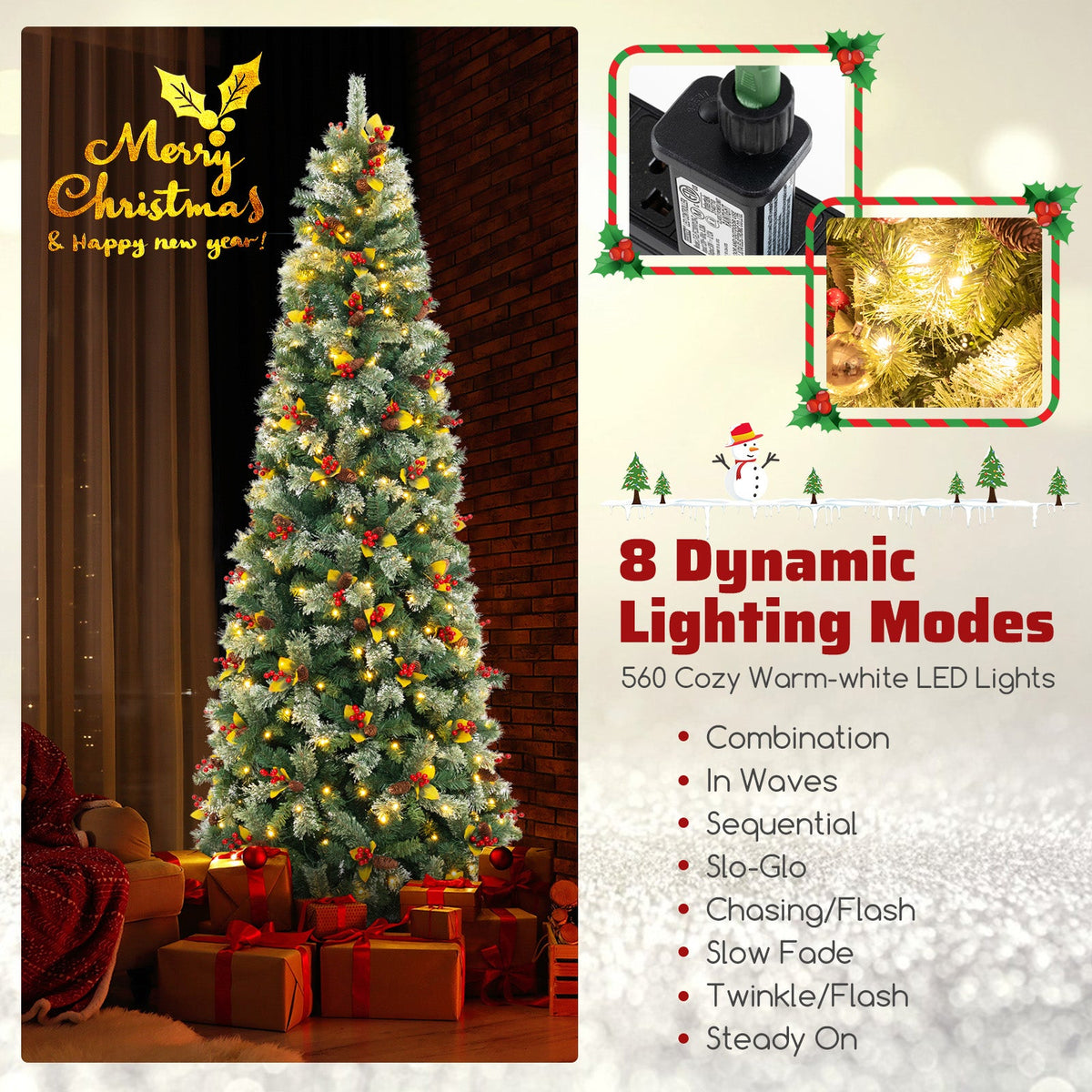 Pre-Lit Artificial Christmas Tree – 9FT
