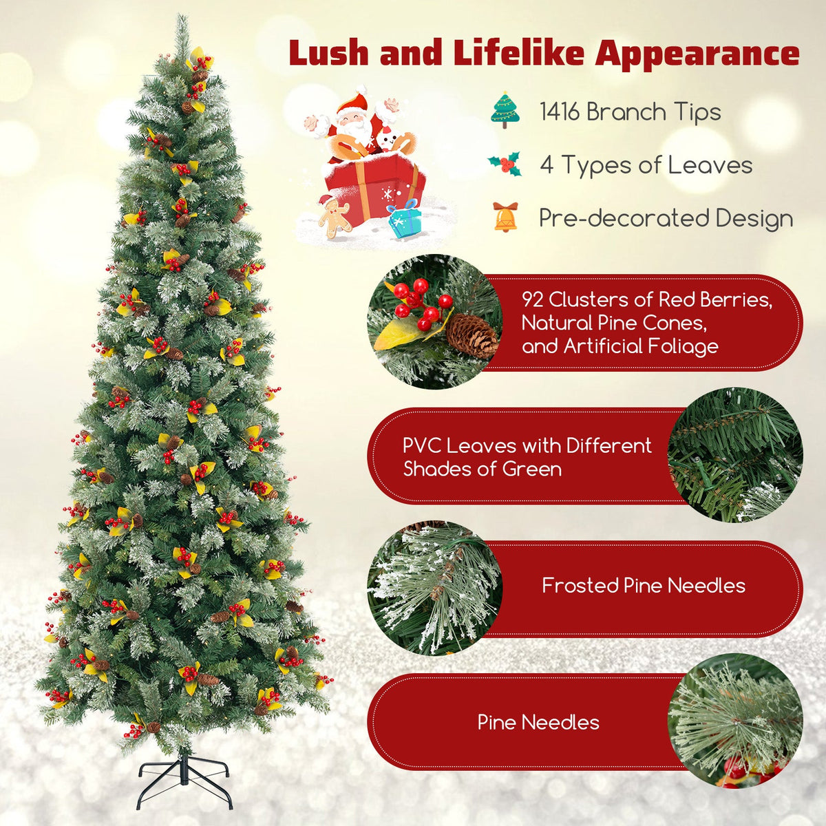 Pre-Lit Artificial Christmas Tree – 9FT