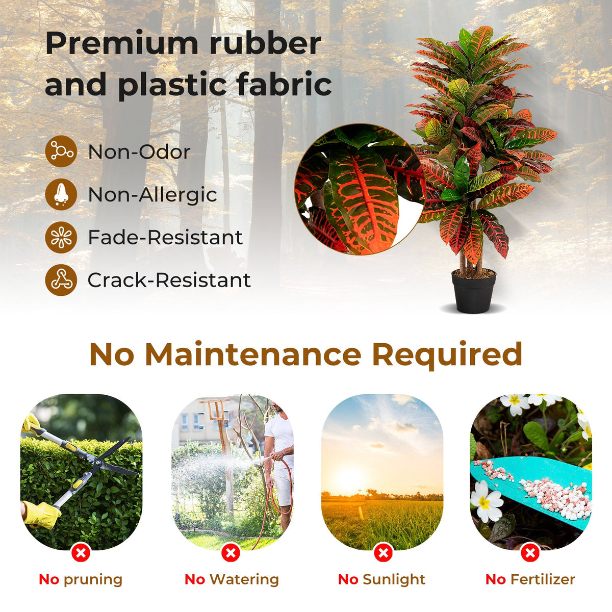 Faux Variegated Croton Palm Tree, 40" – Potted