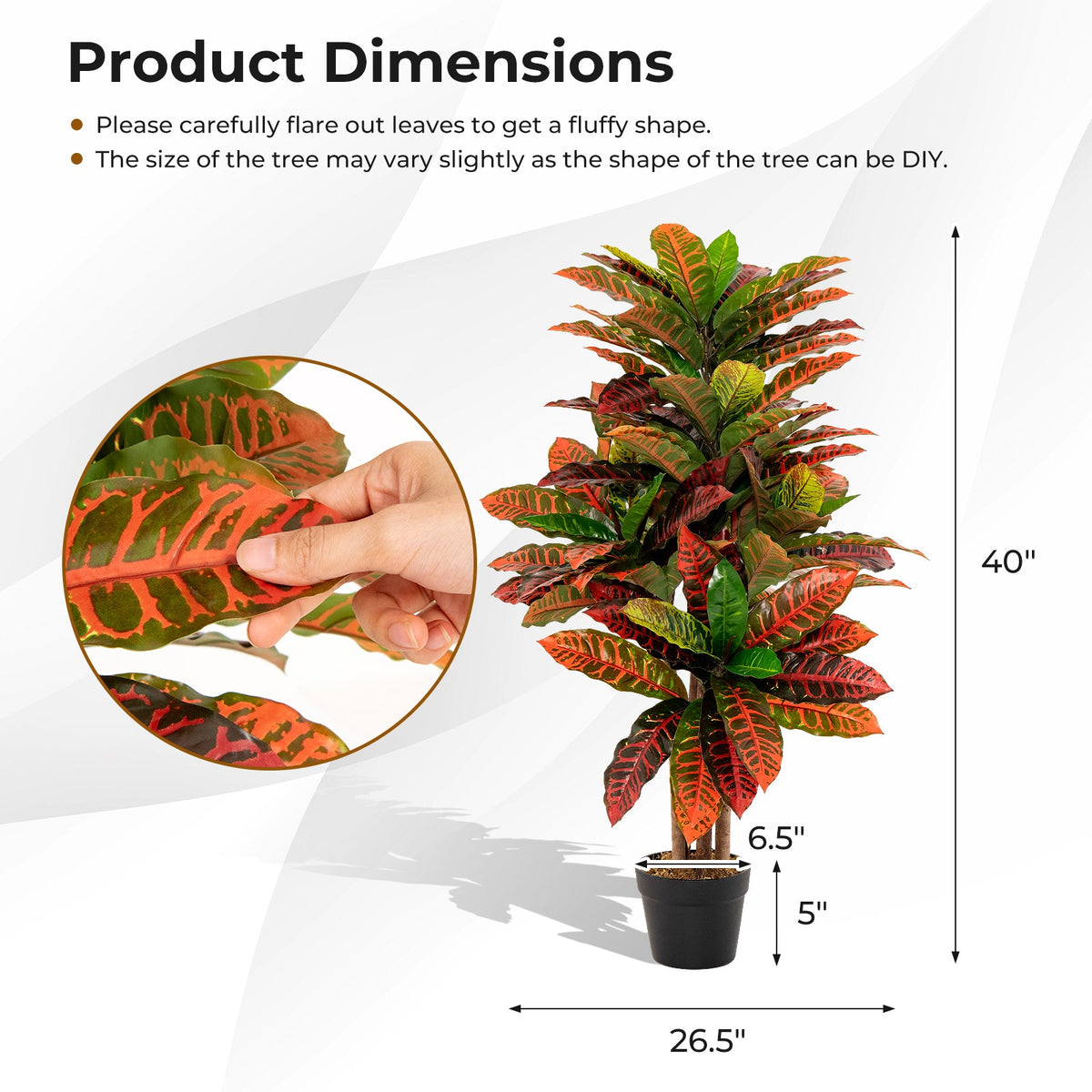 Faux Variegated Croton Palm Tree, 40" – Potted
