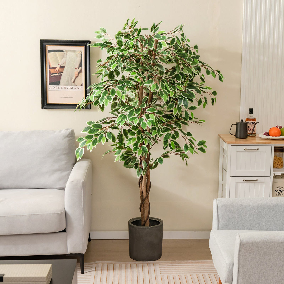 Faux Ficus Tree, 63" – Nursery Pot with Dried Moss