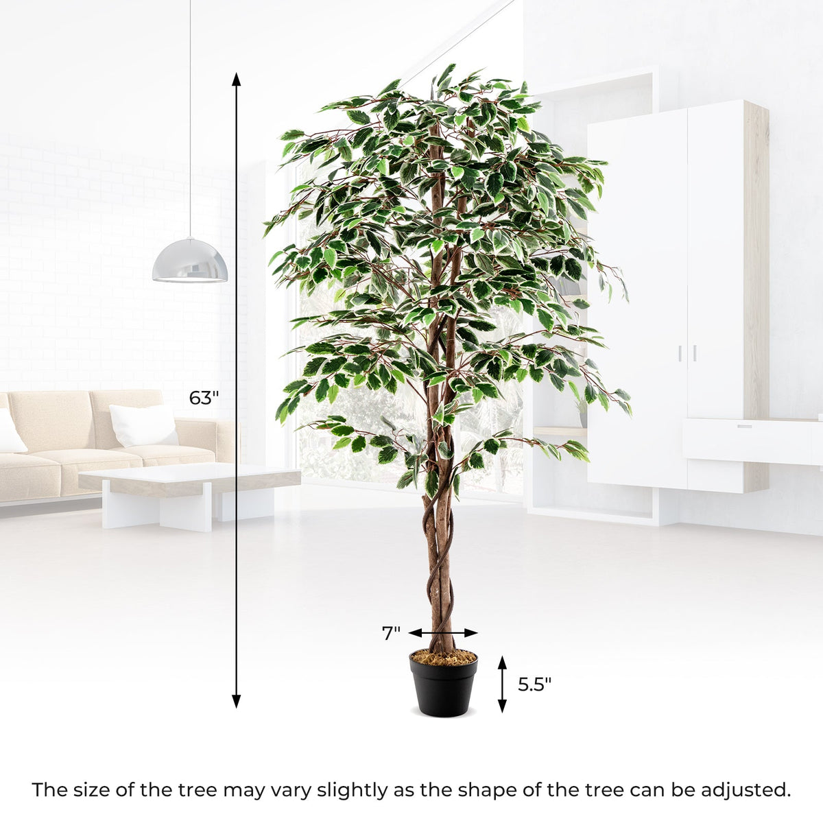 Faux Ficus Tree, 63" – Nursery Pot with Dried Moss