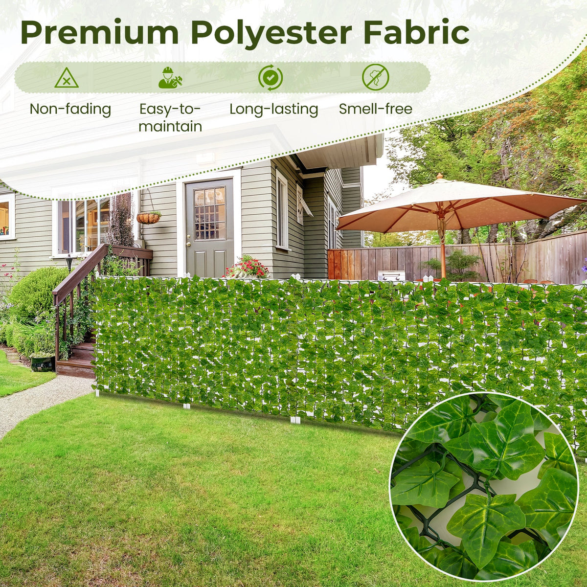 Faux Ivy Privacy Fence, 120" x 40" – Artificial Greenery
