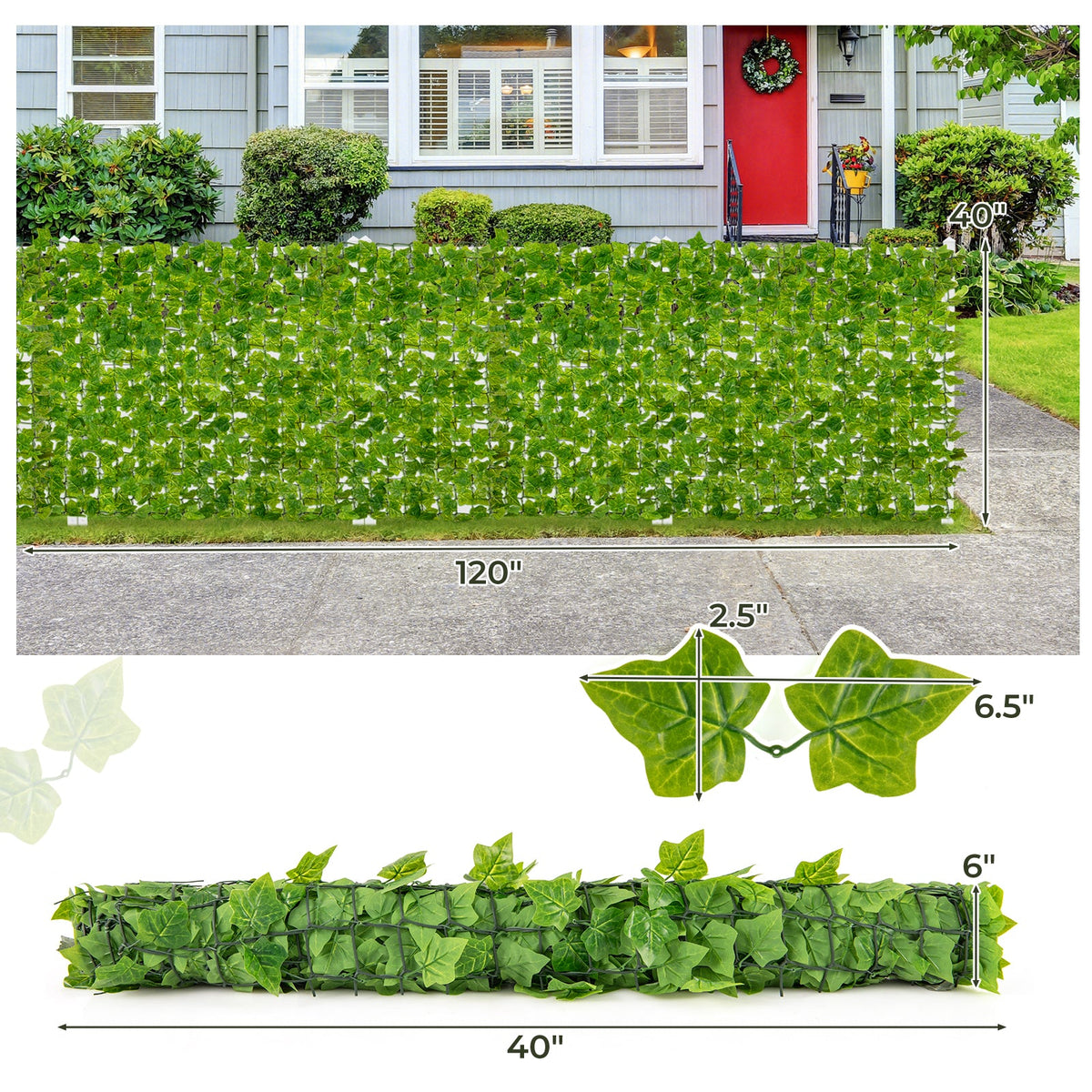 Faux Ivy Privacy Fence, 120" x 40" – Artificial Greenery