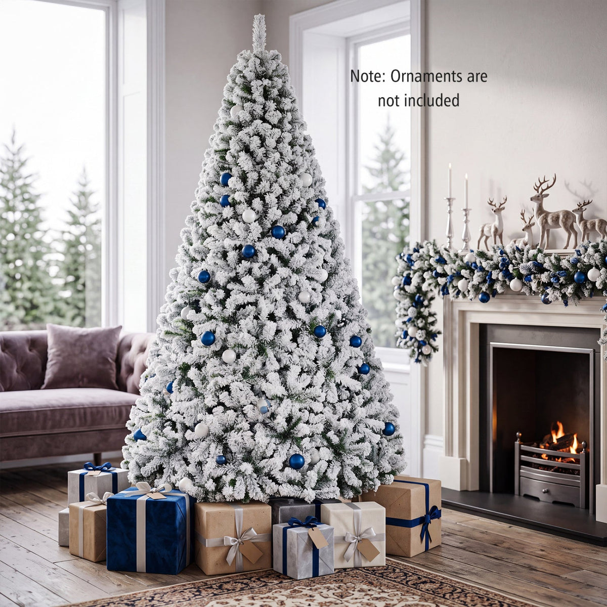 Snow-Flocked Christmas Tree, 9 FT