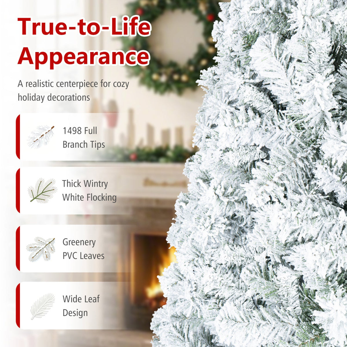 Snow-Flocked Christmas Tree, 9 FT