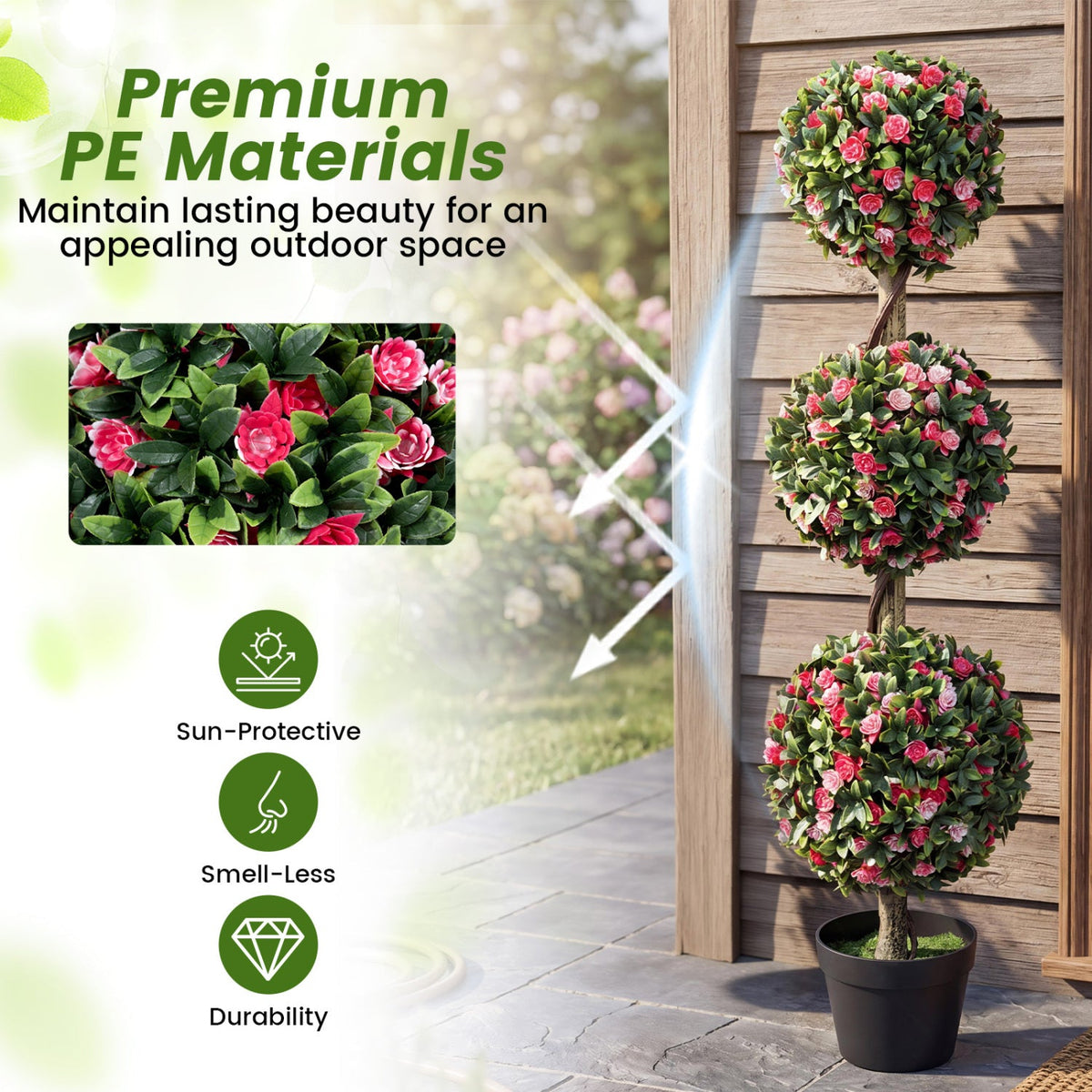 Faux Rose Topiary Tree, 43.5" – Triple Ball