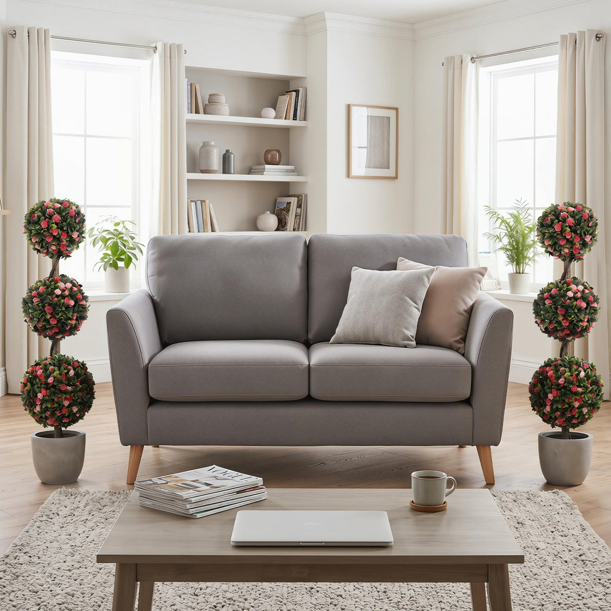 Faux Rose Topiary Tree, 43.5" – Triple Ball
