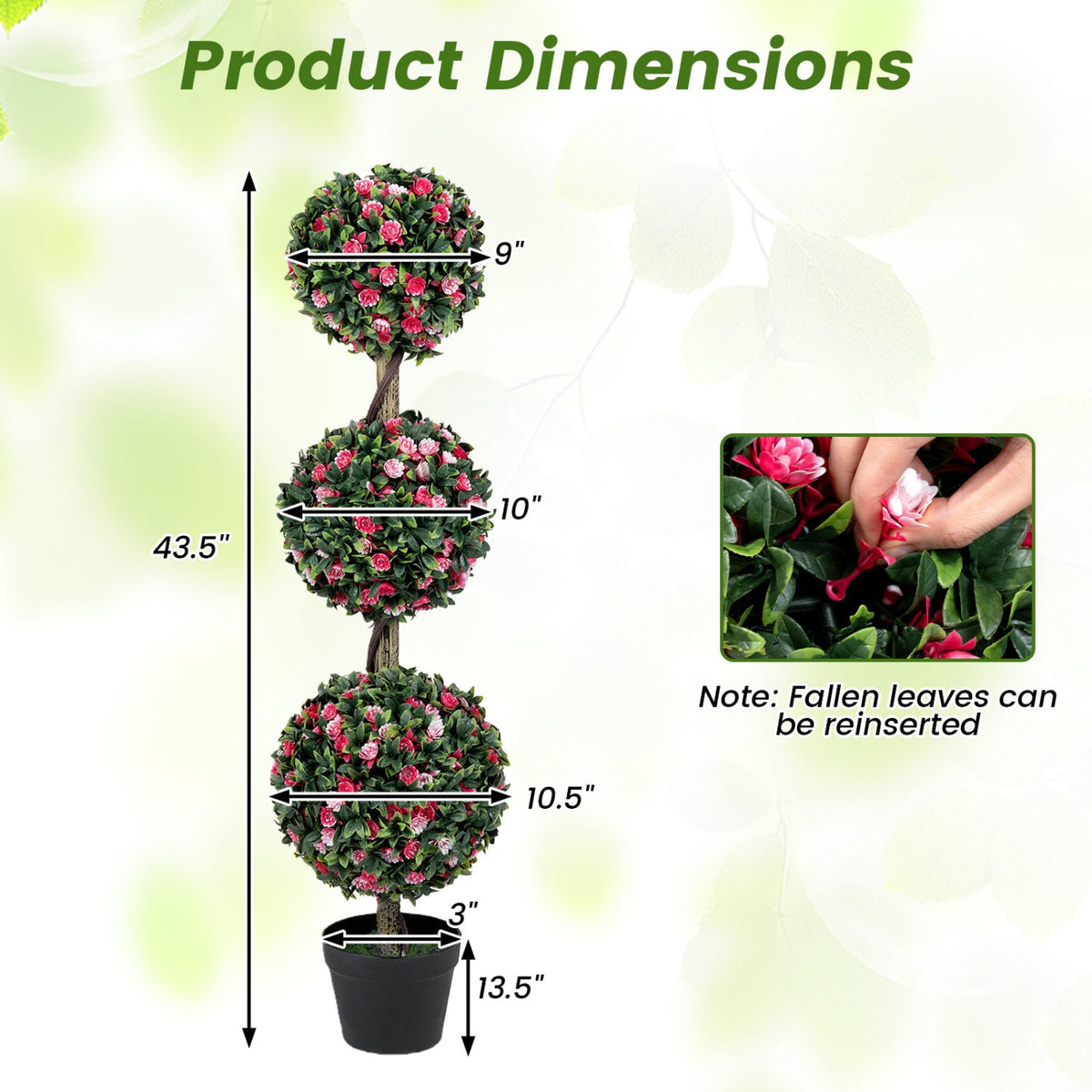 Faux Rose Topiary Tree, 43.5" – Triple Ball