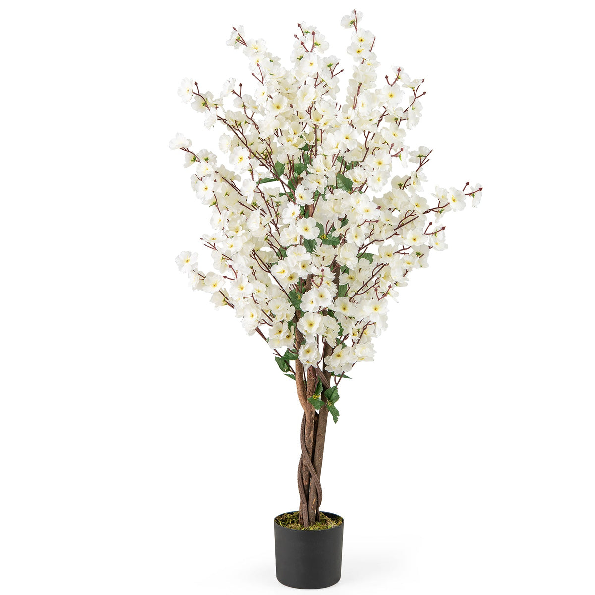 Faux Plum Blossom Plant – Natural Wood
