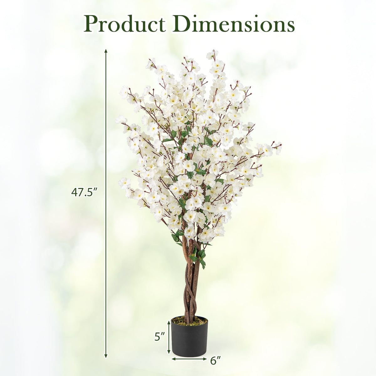 Faux Plum Blossom Plant – Natural Wood