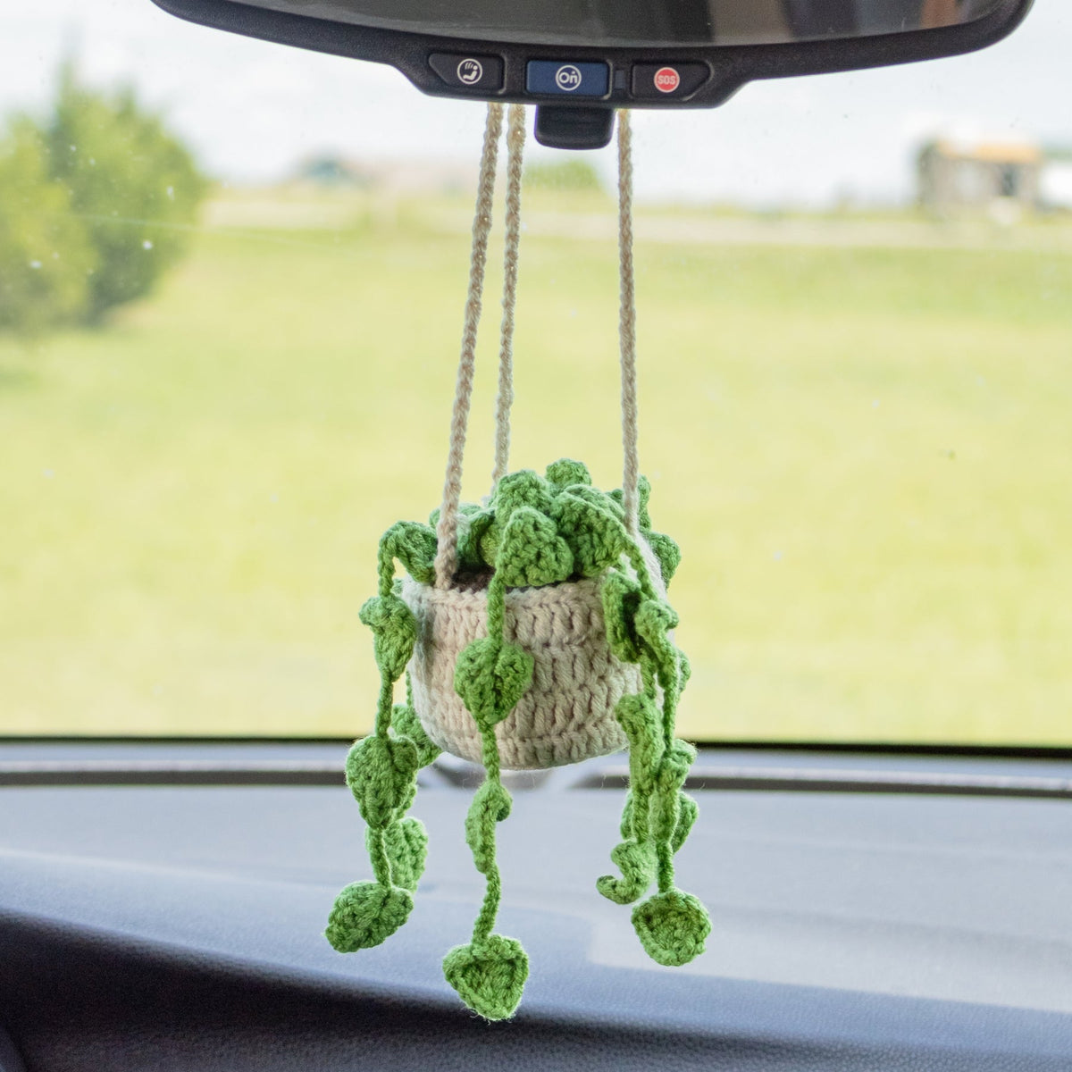 Plant Crochet Hanging Basket Car Accessory