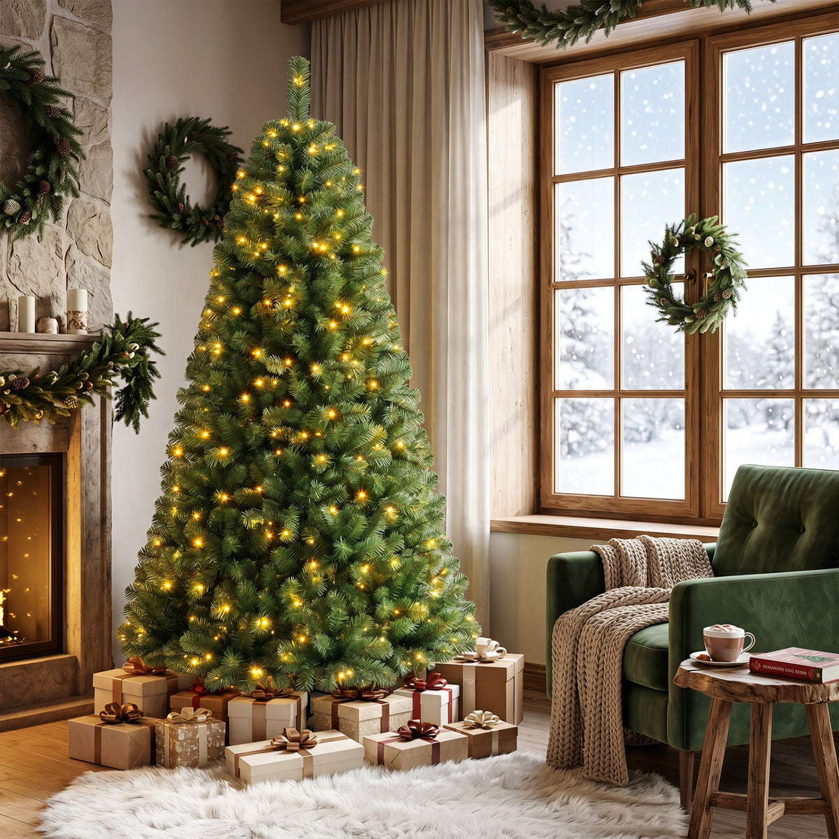 Pre-Lit Artificial Christmas Tree, 6–8 FT – Remote Control
