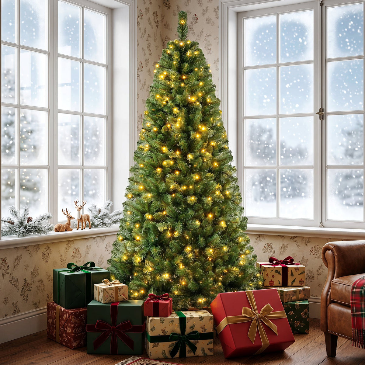 Pre-Lit Artificial Christmas Tree, 6–8 FT – Remote Control