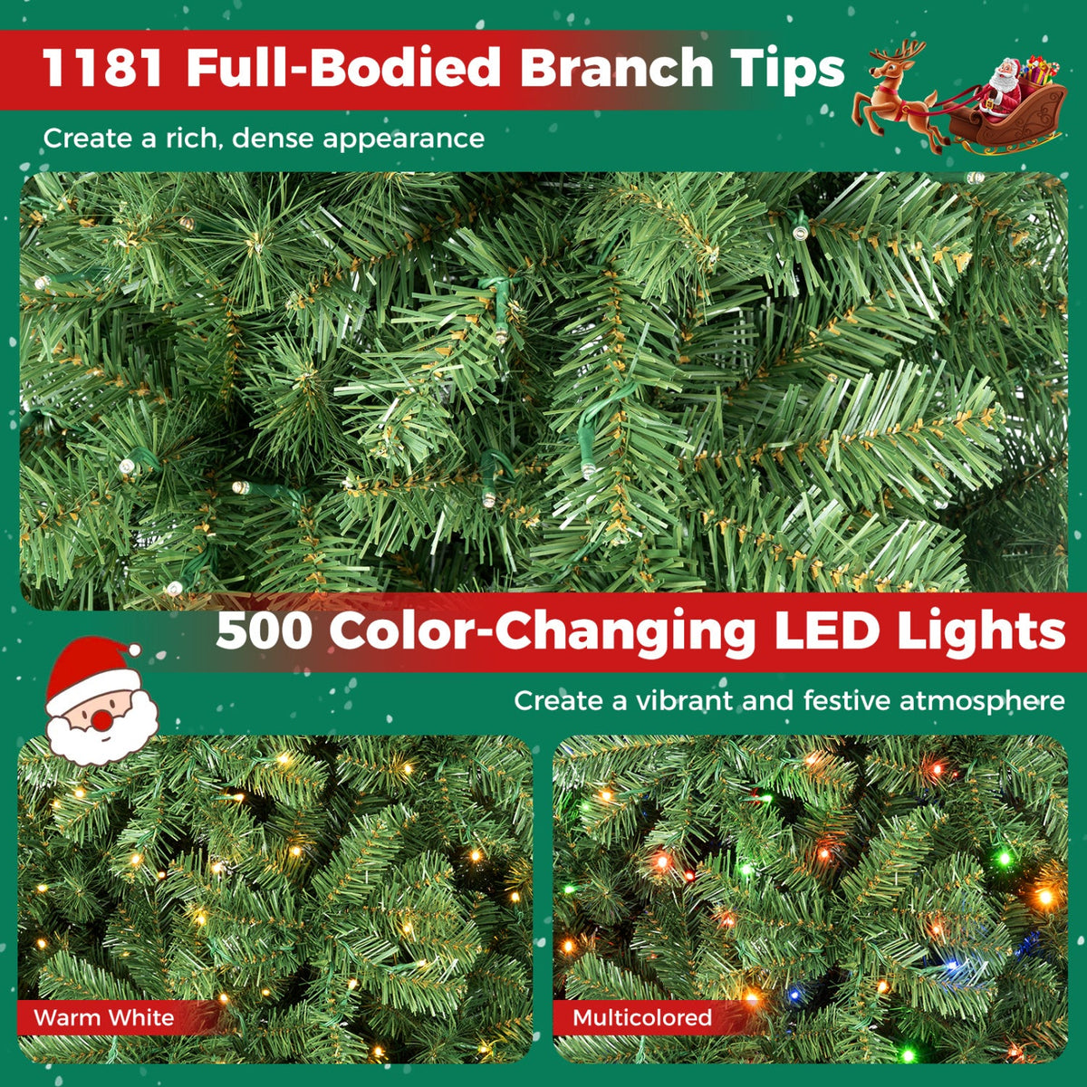 Pre-Lit Artificial Christmas Tree, 6–8 FT – Remote Control