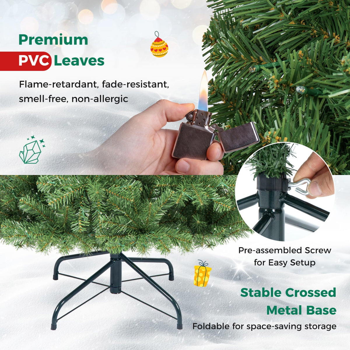 Pre-Lit Artificial Christmas Tree, 6–8 FT – Remote Control