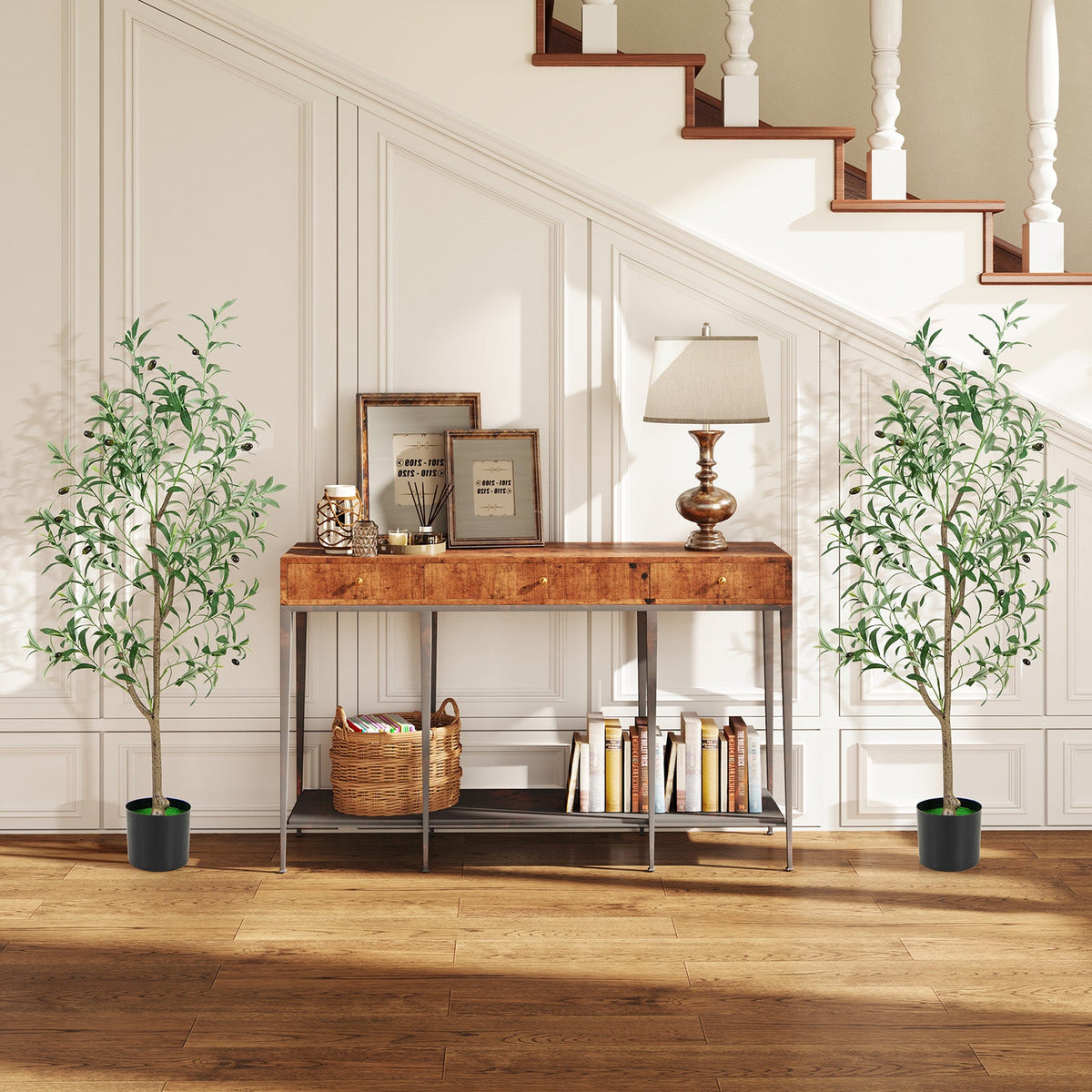 Faux Olive Trees, 4.5 FT – Set of 2