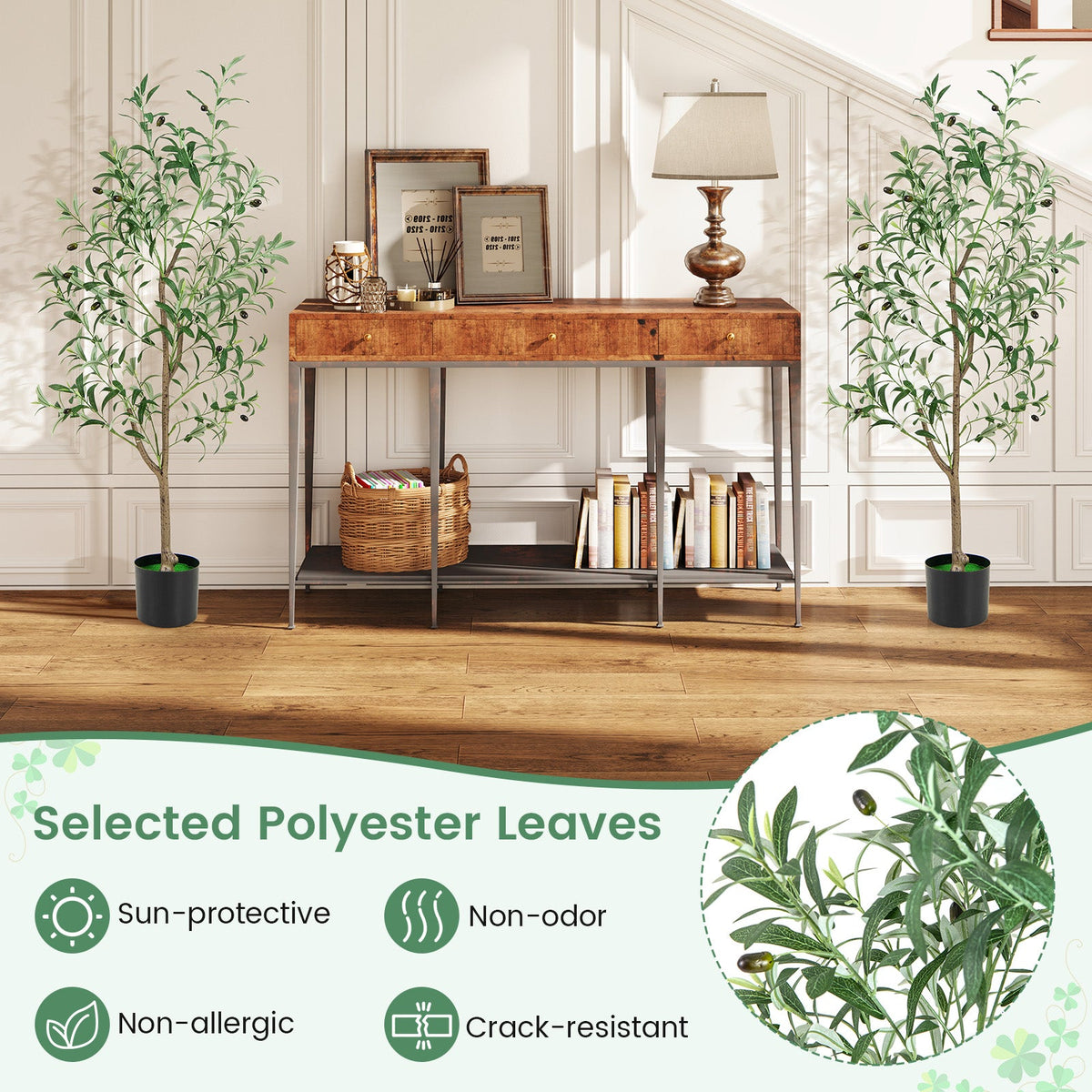 Faux Olive Trees, 4.5 FT – Set of 2