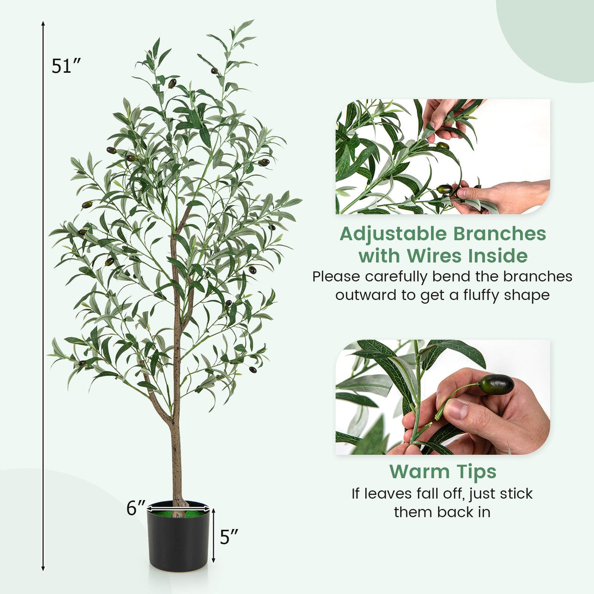Faux Olive Trees, 4.5 FT – Set of 2