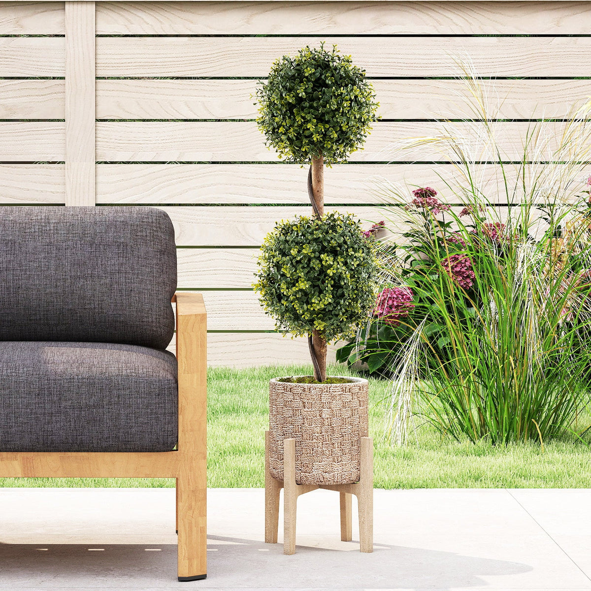 Faux Double-Ball Topiary Trees – Set of 2