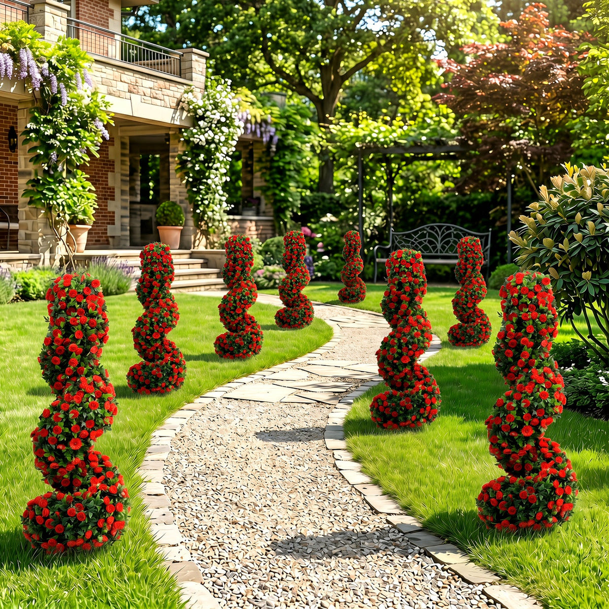 Faux Spiral Topiary Trees, 36" – Set of 2