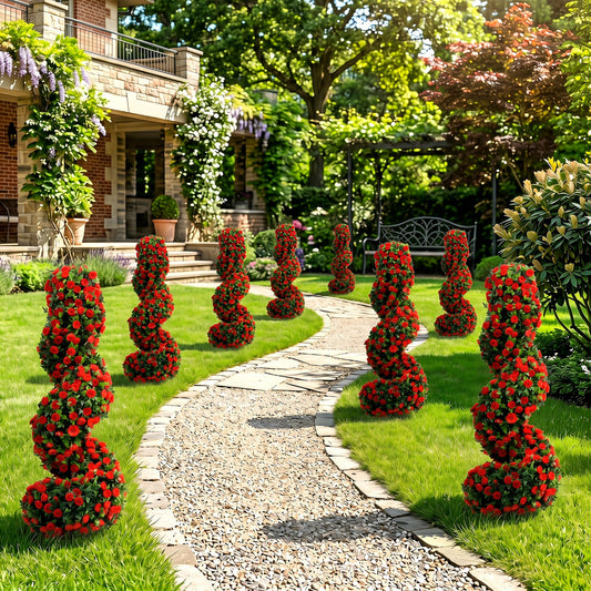 Faux Spiral Topiary Trees, 36" – Set of 2