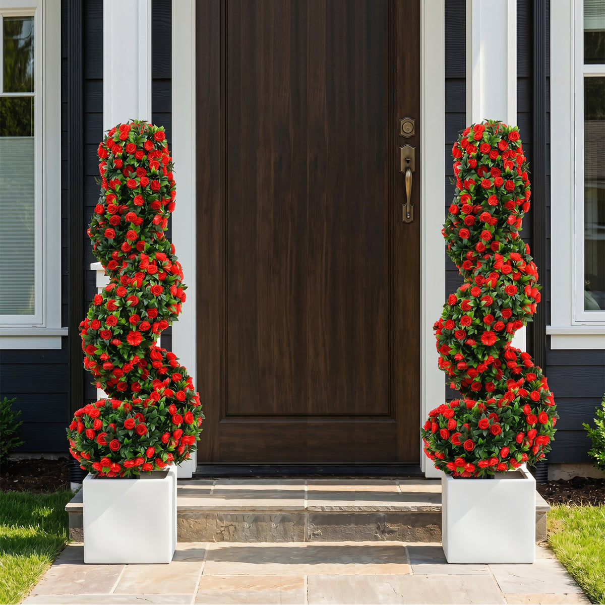 Faux Spiral Topiary Trees, 36" – Set of 2