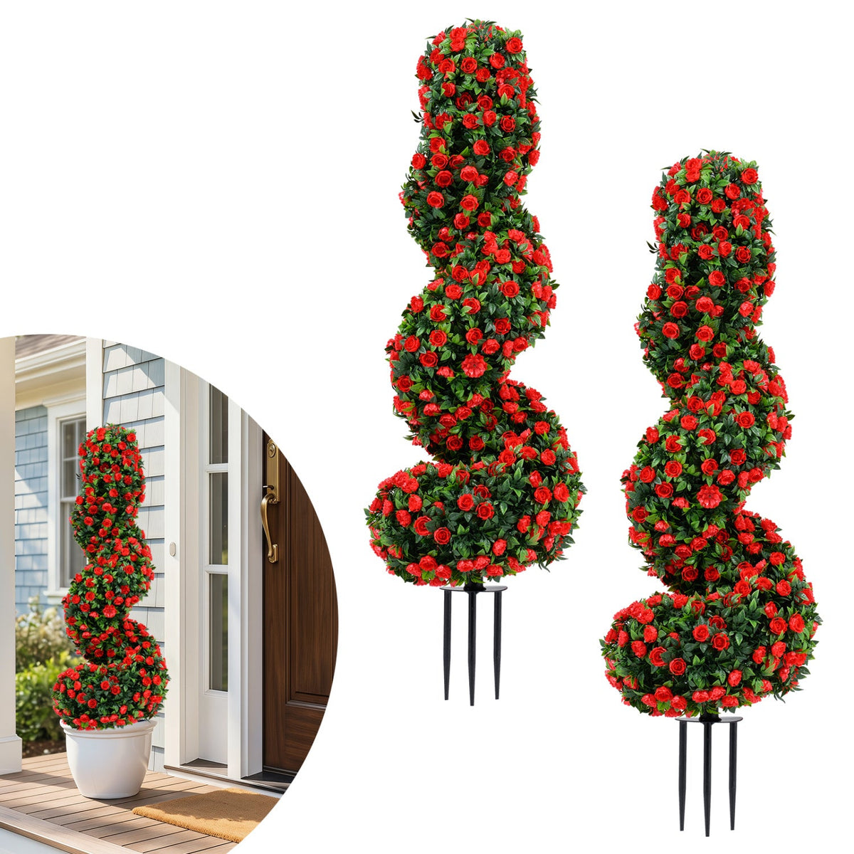 Faux Spiral Topiary Trees, 36" – Set of 2