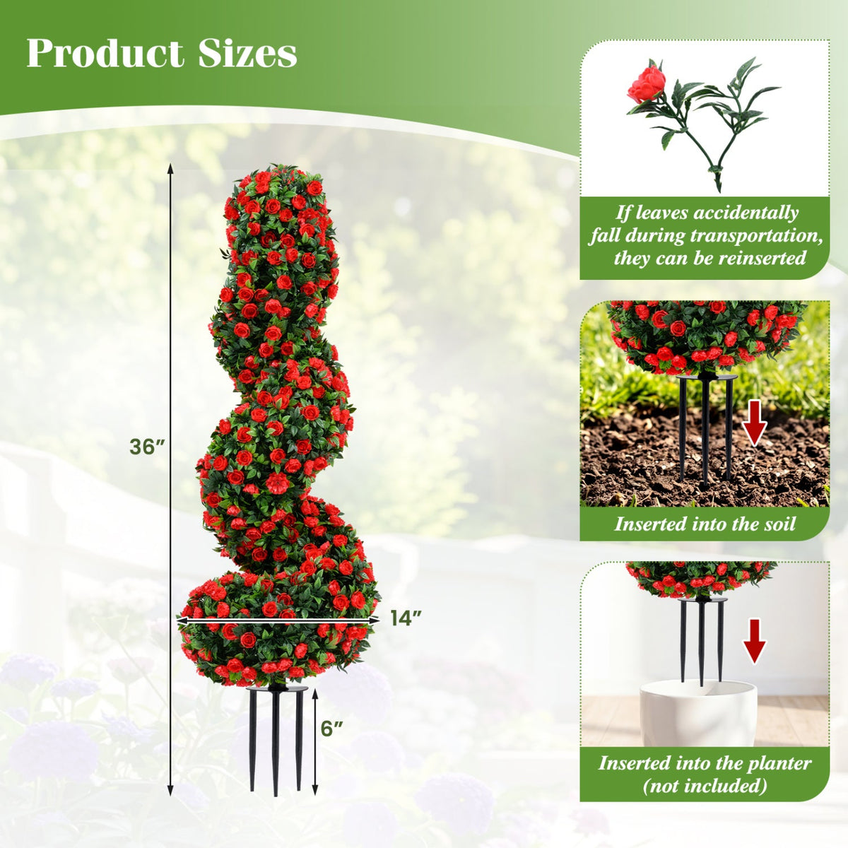 Faux Spiral Topiary Trees, 36" – Set of 2