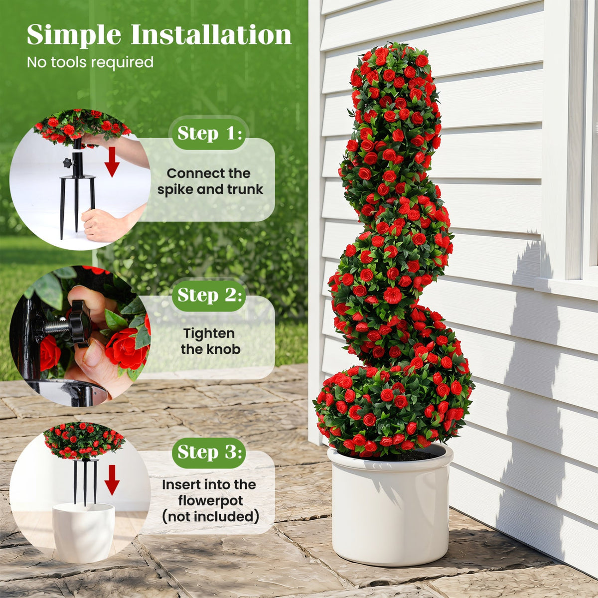 Faux Spiral Topiary Trees, 36" – Set of 2
