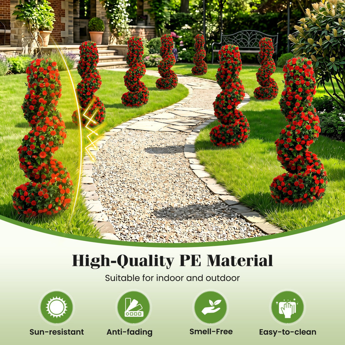 Faux Spiral Topiary Trees, 36" – Set of 2