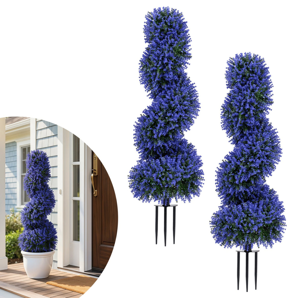 Faux Spiral Topiary Trees, 36" – Set of 2