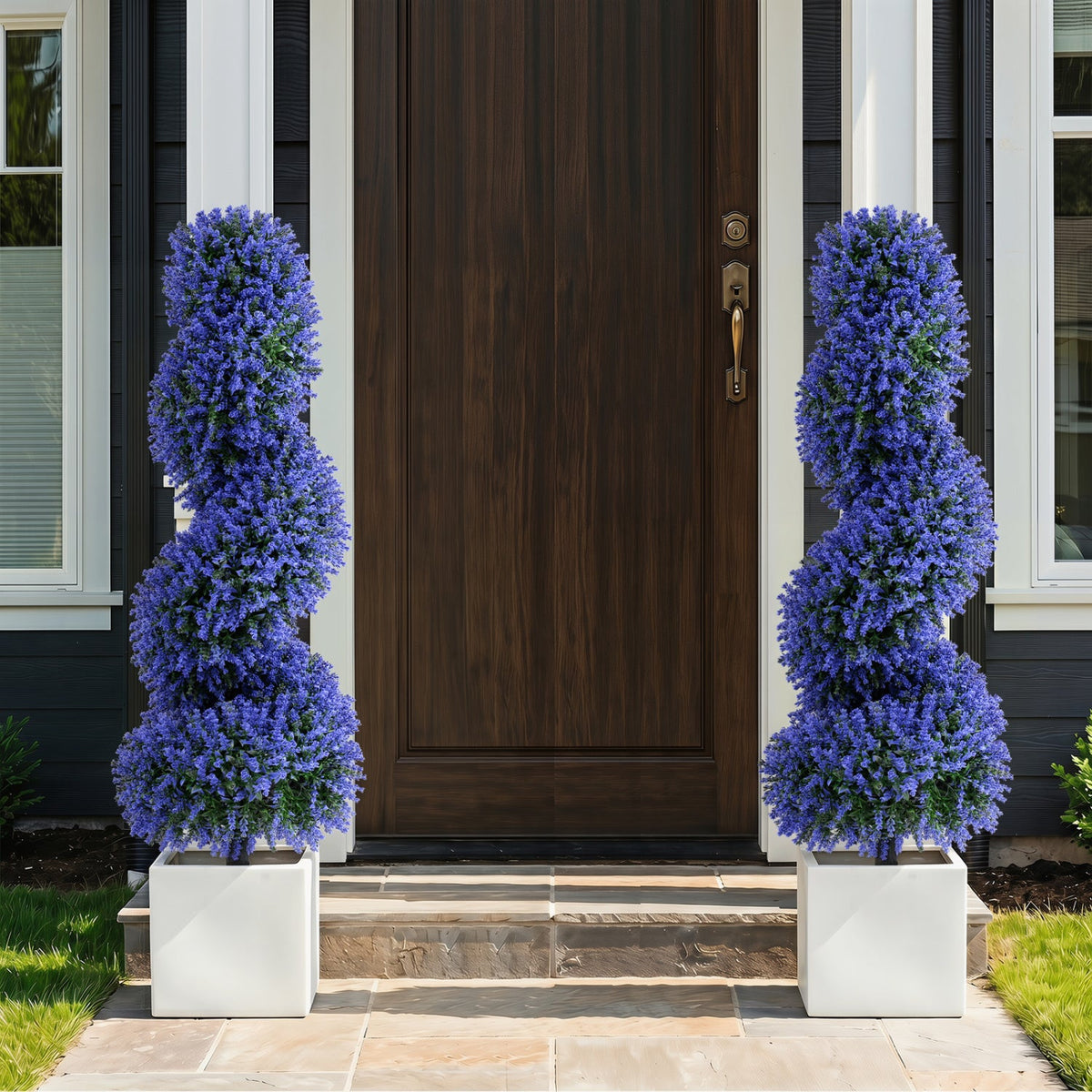 Faux Spiral Topiary Trees, 36" – Set of 2