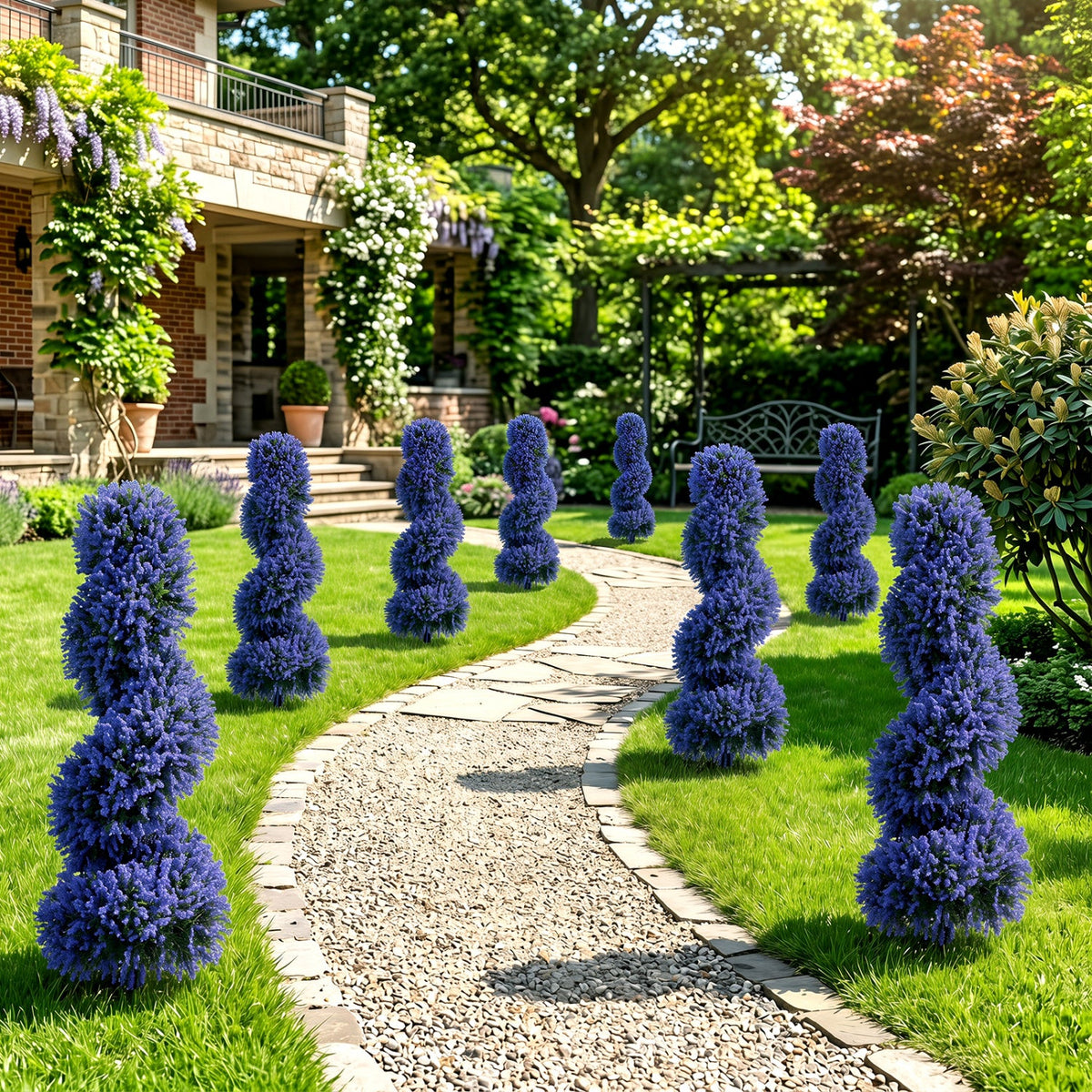 Faux Spiral Topiary Trees, 36" – Set of 2