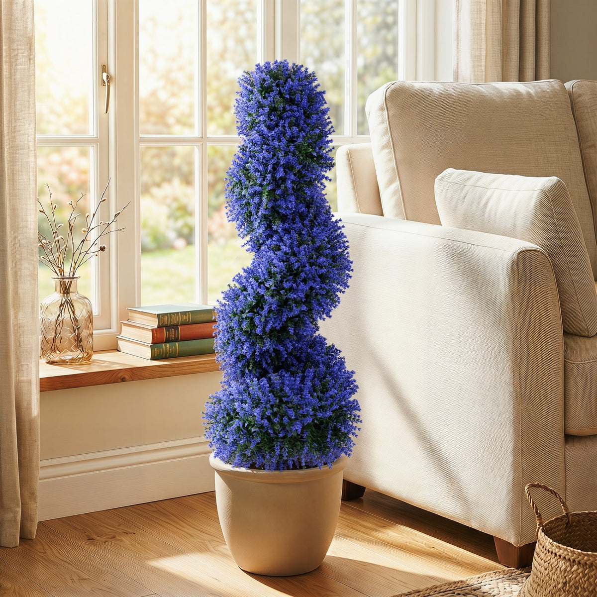Faux Spiral Topiary Trees, 36" – Set of 2