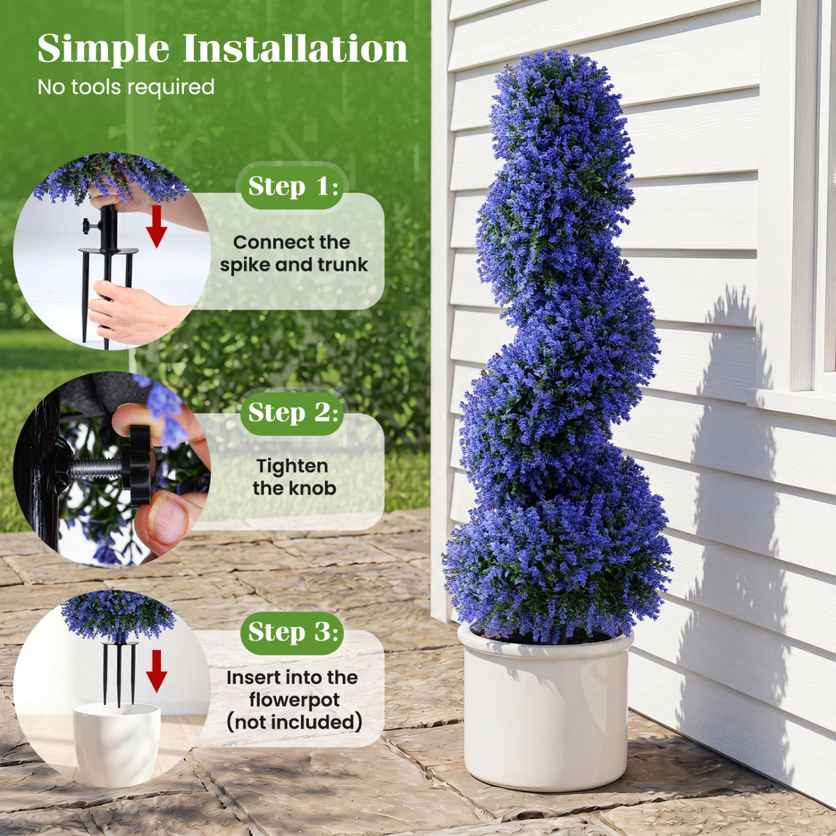 Faux Spiral Topiary Trees, 36" – Set of 2