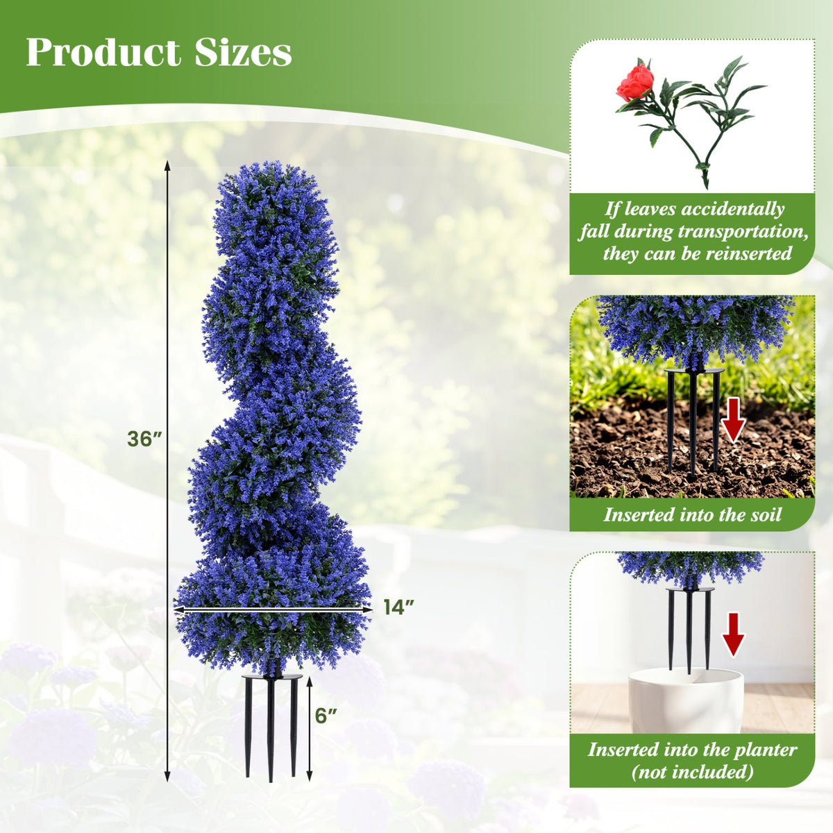 Faux Spiral Topiary Trees, 36" – Set of 2