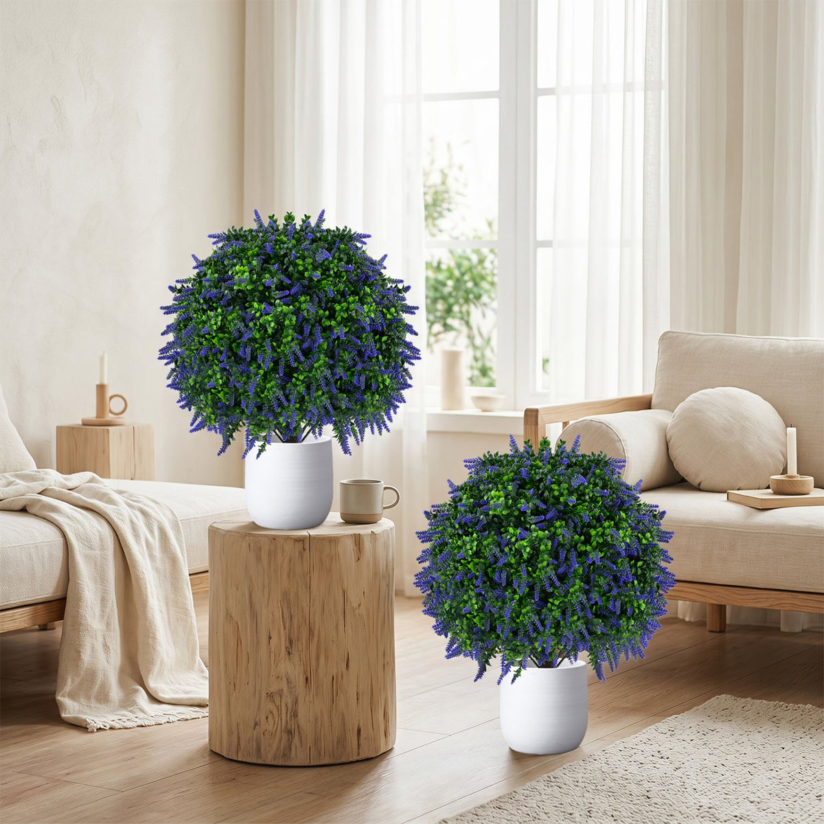 Faux Lavender Topiary Trees, 22" – Set of 2